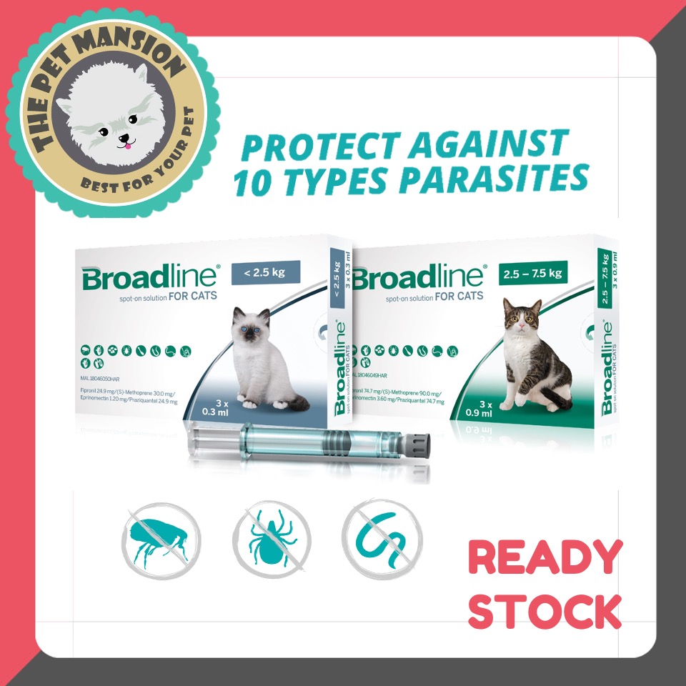 BROADLINE Spot On for Cat Fleas & Ticks Kucing Kutu (3 Tubes) Exp May 2024